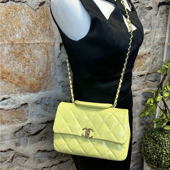 Chanel Yellow Quilted Leather Flap Shoulder Bag - Picture 1 of 9